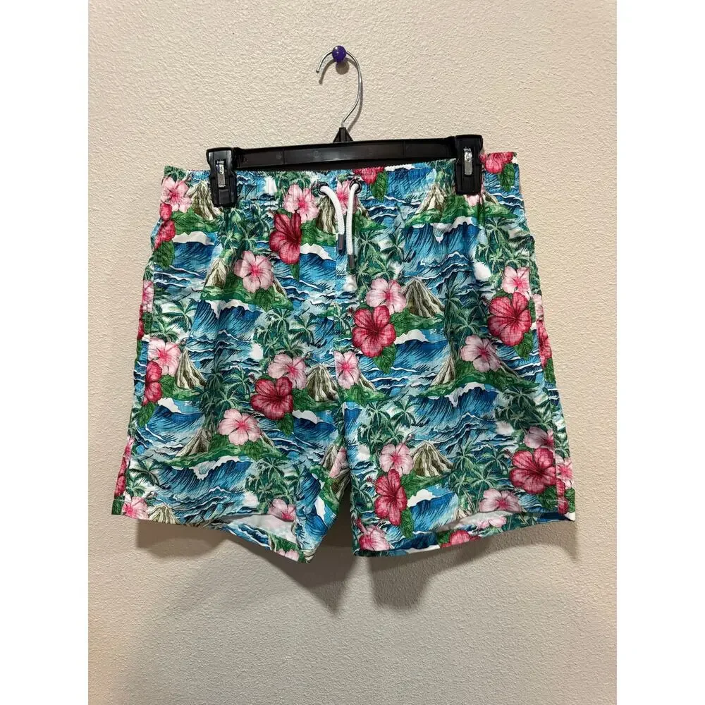 Franks Oahu Floral Print Swim Shorts Blue/Green/Pink‎ Size XL | Pool Party Vacay